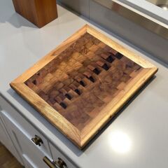 Büyük Boy 47 X 41 X 3 Cm Endgrain Ceviz Ağacı Şef Tahtası - Kesme Sunum Doğrama Mutfak Tahtası