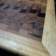 Büyük Boy 47 X 41 X 3 Cm Endgrain Ceviz Ağacı Şef Tahtası - Kesme Sunum Doğrama Mutfak Tahtası