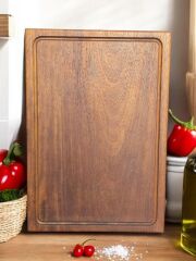 40 X 27,5 Cm Yekpare Masİf Eksİz Tek Parça İroko Doğal Ahşap Oluklu Kesme Sunum Et Ekmek Sebze Doğrama Tahtası