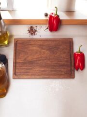 40 X 27,5 Cm Yekpare Masİf Eksİz Tek Parça İroko Doğal Ahşap Oluklu Kesme Sunum Et Ekmek Sebze Doğrama Tahtası