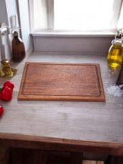 40 X 27,5 Cm Yekpare Masİf Eksİz Tek Parça İroko Doğal Ahşap Oluklu Kesme Sunum Et Ekmek Sebze Doğrama Tahtası