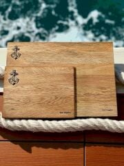 Marin 2 Li Set - Meşe Doğal Ahşap Mutfak Kesme Sunum Et Ekmek Doğrama Tahtası