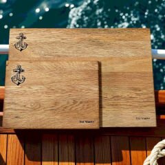 Marin 2 Li Set - Meşe Doğal Ahşap Mutfak Kesme Sunum Et Ekmek Doğrama Tahtası