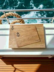 Marin 2 Li Set - Meşe Doğal Ahşap Mutfak Kesme Sunum Et Ekmek Doğrama Tahtası