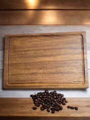 İroko Tek ParÇa - Yekpare - Masİf Doğal Ağaç Ahşap Büyük Boy 40 X 27,5 Cm Oluklu Kesme Tahtası