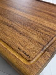 İroko Tek ParÇa - Yekpare - Masİf Doğal Ağaç Ahşap Büyük Boy 40 X 27,5 Cm Oluklu Kesme Tahtası