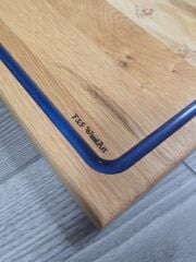 Meşe Ağacı - Mavi Epoksi Oluklu Kesme Tahtası 39 Cm