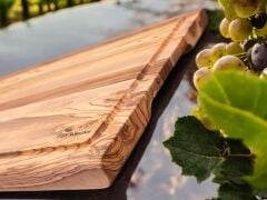Zeytin Ağacı 40 X 27,5 Cm Oluklu Özel Kenar, Şef Tahtası - Kesme Tahtası - Sunumluk