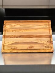 Zeytin Ağacı 40 X 27,5 Cm Oluklu Özel Kenar, Şef Tahtası - Kesme Tahtası - Sunumluk