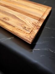 Zeytin Ağacı 40 X 27,5 Cm Oluklu Özel Kenar, Şef Tahtası - Kesme Tahtası - Sunumluk