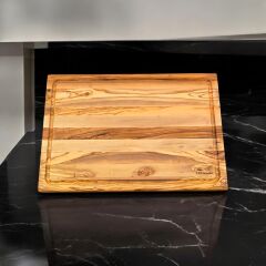 Zeytin Ağacı 40 X 27,5 Cm Oluklu Özel Kenar, Şef Tahtası - Kesme Tahtası - Sunumluk