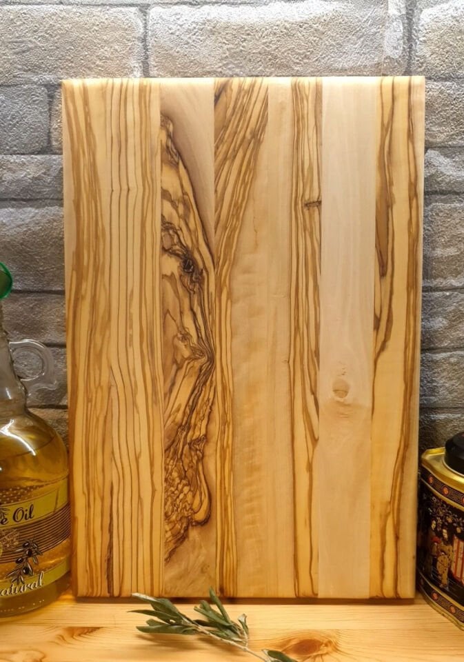 Zeytin Ağacı Kesme Sunum Tahtası - Özel Kenar 30 X 20 Cm