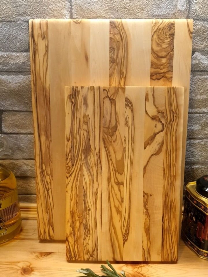 2 Li Set - Zeytin Ağacı Kesme Tahtası - Özel Kenar - Edremit Kazdağları