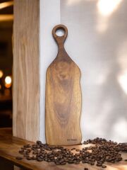 Tek Parça 48 Cm Masif Ahşap Eksiz Saplı Koyu Ceviz Kesme Tahtası Peynir şarap Sunum Mdl 24