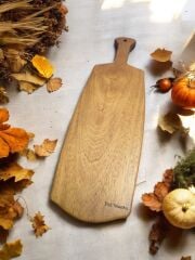 Tek Parça 48 Cm Masif Ahşap Eksiz Saplı Koyu Ceviz Kesme Tahtası Peynir şarap Sunum Mdl 20