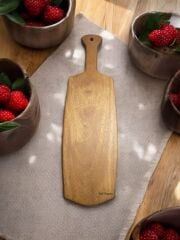 Tek Parça 48 Cm Masif Ahşap Eksiz Saplı Koyu Ceviz Kesme Tahtası Peynir şarap Sunum Mdl 20