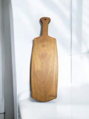 Tek Parça 48 Cm Masif Ahşap Eksiz Saplı Koyu Ceviz Kesme Tahtası Peynir şarap Sunum Mdl 20