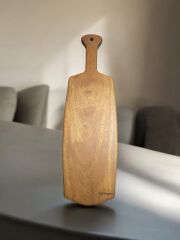 Tek Parça 48 Cm Masif Ahşap Eksiz Saplı Koyu Ceviz Kesme Tahtası Peynir şarap Sunum Mdl 20