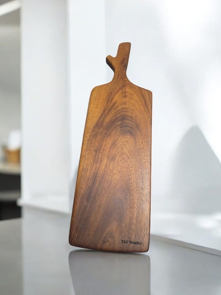 Yekpare masif İroko Kesme Tahtası Peynir şarap Sunum 48 cm Mdl 12