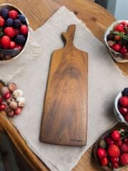 Yekpare masif İroko Kesme Tahtası Peynir şarap Sunum 48 cm Mdl 12