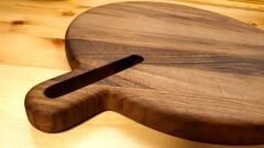 Ceviz Ağacı 35 Cm Çap Doğal Ahşap Pizza Peynir Sunum Et Steak Saplı Kesme Tahtası