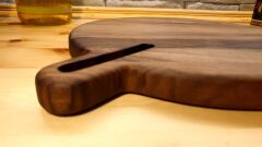 Ceviz Ağacı 30 Cm Çap Doğal Ahşap Pizza Peynir Sunum Et Steak Saplı Kesme Tahtası