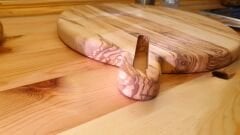 Zeytin Ağacı 30 Cm Doğal Ahşap Pizza Peynir Sunum Et Steak Saplı Yuvarlak Kesme Tahtası