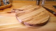 Zeytin Ağacı 30 Cm Doğal Ahşap Pizza Peynir Sunum Et Steak Saplı Yuvarlak Kesme Tahtası