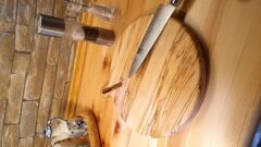 Zeytin Ağacı Doğal Ahşap Pizza Peynir Sunum Et Steak Saplı Kesme Tahtası Yuvarlak 35 Cm(Kopya)