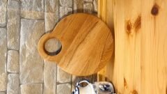 Meşe Doğal Ahşap Kesme Sunum Tahtası - Küçük Boy Yuvarlak