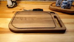 Masif Iroko Ağacı - Doğal Ahşap - Lüks - Baharat Hazneli - Steak -kesme -sunum - Et- Ekmek- Doğrama Tahtası