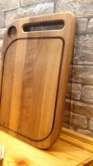 Masif Iroko Ağacı - Doğal Ahşap - Lüks - Baharat Hazneli - Steak -kesme -sunum - Et- Ekmek- Doğrama Tahtası