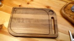 Masif Iroko Ağacı - Doğal Ahşap - Lüks - Baharat Hazneli - Steak -kesme -sunum - Et- Ekmek- Doğrama Tahtası