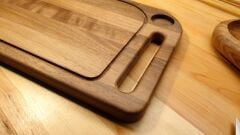 Masif Iroko Ağacı - Doğal Ahşap - Lüks - Baharat Hazneli - Steak -kesme -sunum - Et- Ekmek- Doğrama Tahtası