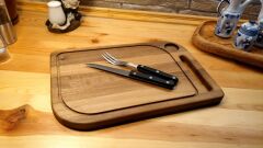 Masif Iroko Ağacı - Doğal Ahşap - Lüks - Baharat Hazneli - Steak -kesme -sunum - Et- Ekmek- Doğrama Tahtası