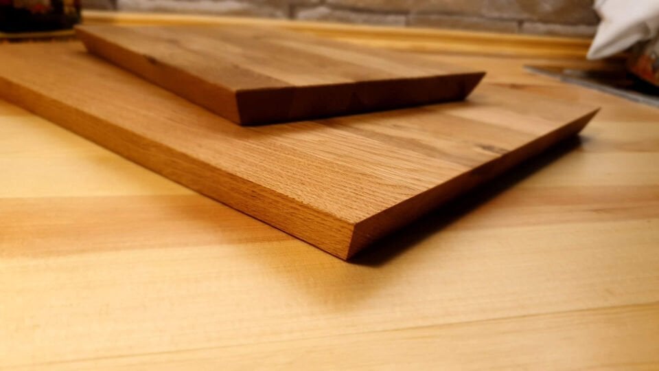 2 Li Set- Meşe Doğal Ahşap Mutfak Kesme Sunum Tahtası Özel Kenar