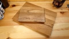 2 Li Set- Meşe Doğal Ahşap Mutfak Kesme Sunum Tahtası Özel Kenar