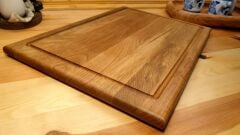 Meşe Doğal Ahşap El Yapımı Oluklu Kesme Sunum Steak Et Ekmek Sebze Doğrama Tahtası 39 Cm