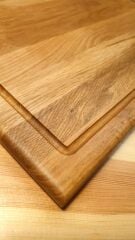 Meşe Doğal Ahşap El Yapımı Oluklu Kesme Sunum Steak Et Ekmek Sebze Doğrama Tahtası 39 Cm