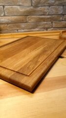 Meşe Doğal Ahşap El Yapımı Oluklu Kesme Sunum Steak Et Ekmek Sebze Doğrama Tahtası 39 Cm