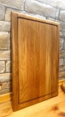 Meşe Doğal Ahşap El Yapımı Oluklu Kesme Sunum Steak Et Ekmek Sebze Doğrama Tahtası 39 Cm