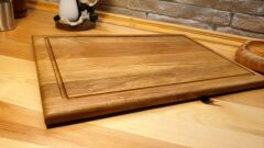 Meşe Doğal Ahşap El Yapımı Oluklu Kesme Sunum Steak Et Ekmek Sebze Doğrama Tahtası 39 Cm