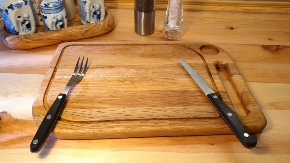 Meşe Ağacı - Doğal Ahşap - Lüks - Baharat Hazneli - Steak -kesme -sunum - Et- Ekmek- Doğrama Tahtası