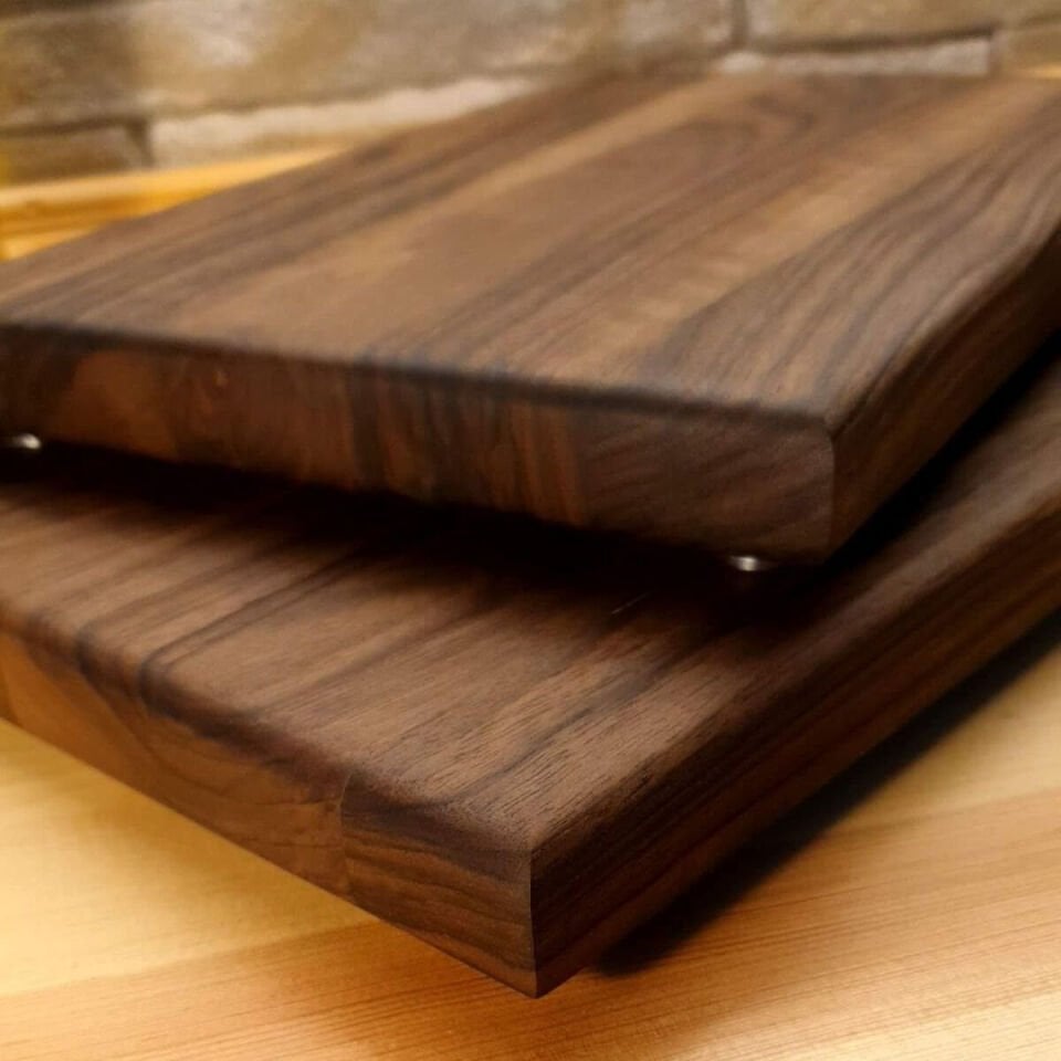 2li Set Masif Tek Parçadan - Yekpare İroko Ağacı Kesme Tahtası