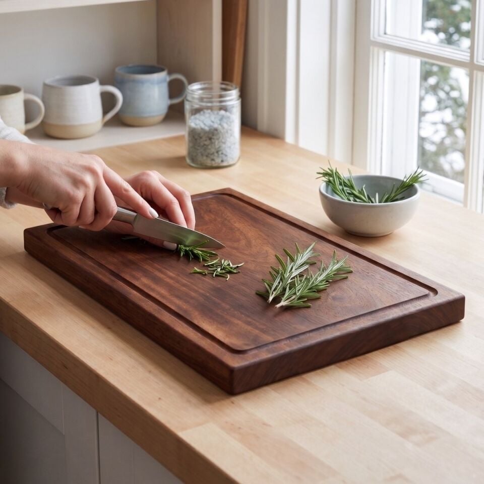 Masİf Eksİz Tek Parça Oluklu iroko Ağacı 30 x 20 cm Kesme tahtası
