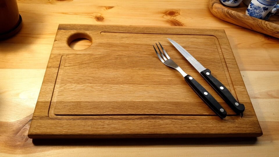 Doğal Ahşap - El Yapımı Oluklu Kesme Sunum Tabağı Steak Et Ekmek Sebze Doğrama Tahtası