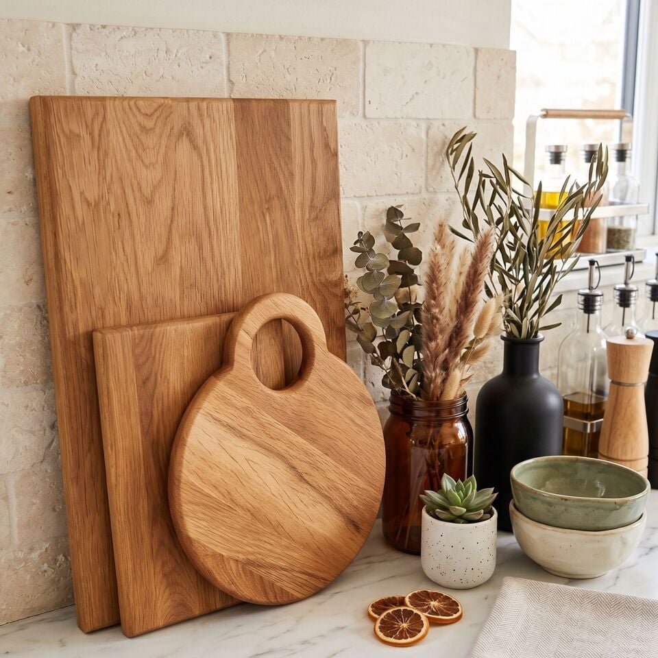3 Lü Set Doğal Ahşap Kesme Et Ekmek Doğrama Sunum Tahtası