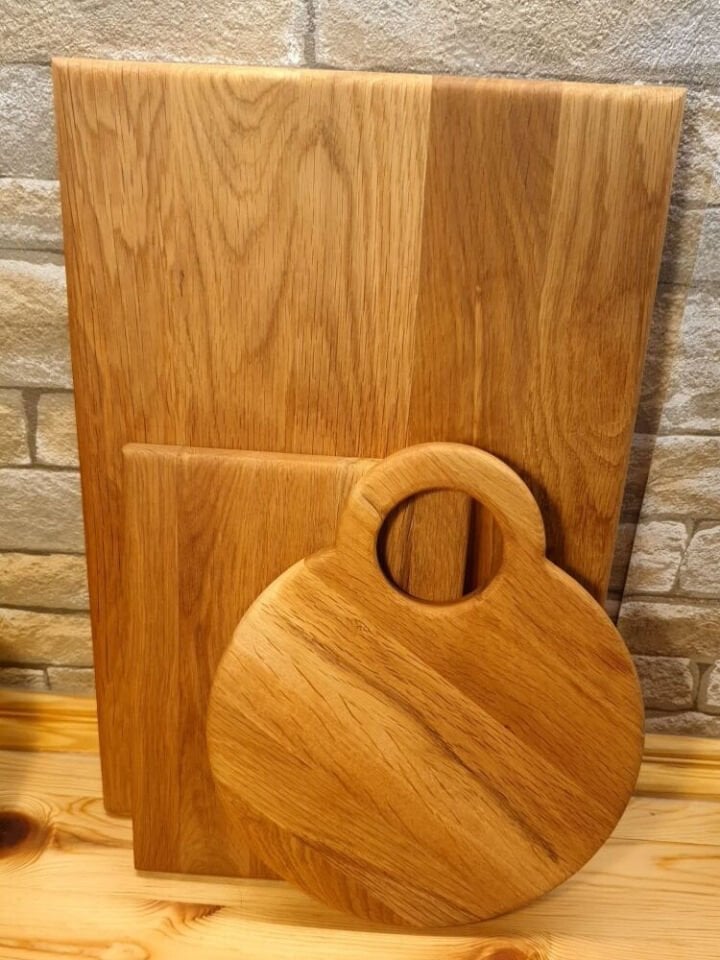 3 Lü Set Doğal Ahşap Kesme Et Ekmek Doğrama Sunum Tahtası