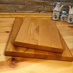 2 Li Set Meşe Ağacı Kesme Tahtası- özel kenar