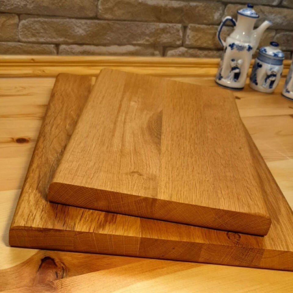 2 Li Set Meşe Ağacı Kesme Tahtası- özel kenar